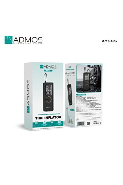 ADMOS منفاخ إطارات محمول AY525 |   ضاغط هواء لاسلكي بسعة 6000 مللي أمبير مع ش...