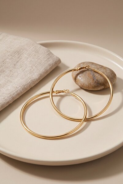 Clariss 316L Steel Gold Color 56 mm Hoop Earrings