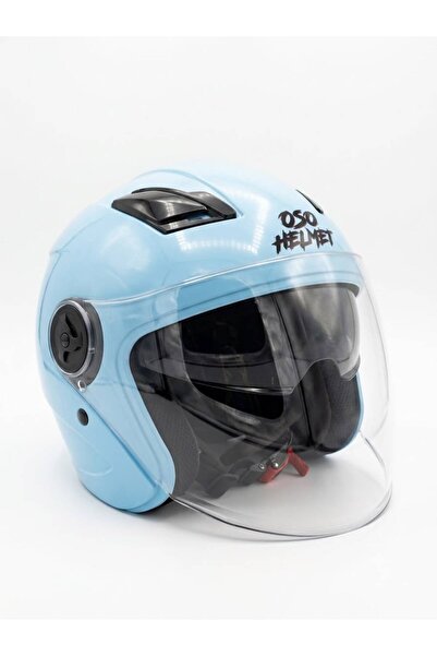 Ümit OSO HELMET YARIM KASK GÖZLÜKLÜ AÇIK MAVİ - M BEDEN