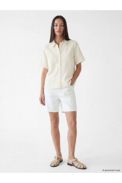 LC Waikiki Yellow Embroidered Women's Shirt