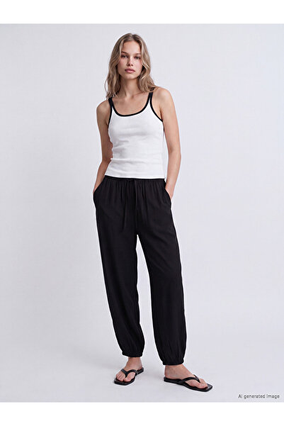 LC Waikiki Black Women's Jogger Pants with Elastic Waist