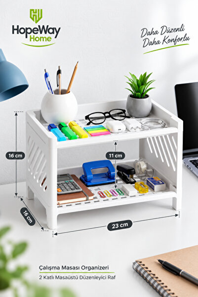 HopeWay Home Masaüstü Organizer 2 Katlı Masa Üstü Düzenleyici Raf Ofis ve Çal...