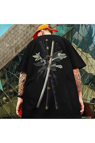 NIGRUM PARDUS Street Style Three Swords Back Printed 100% Cotton Oversize Lar...