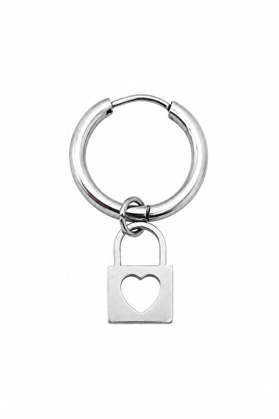 Blisse Piercing Unisex Silver Color Surgical Steel Dangle Heart Lock Figured ...