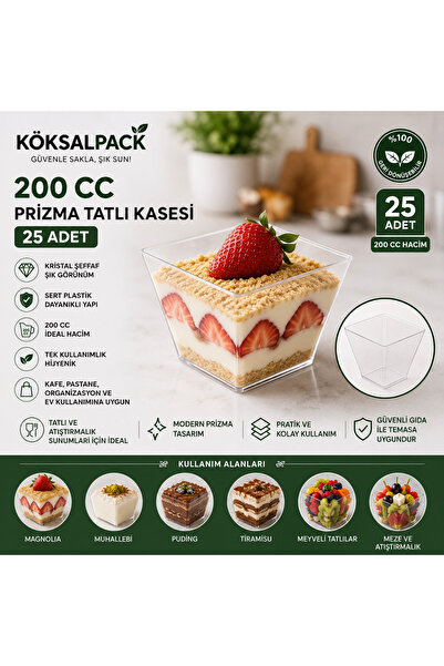 Köksal Pack كوكسالباك 200 سي سي وعاء حلويات بريزما 25 قطعة |   وعاء شفاف من ا...