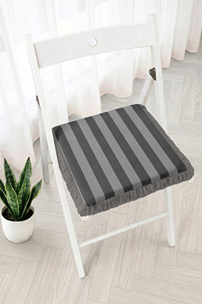Realhomes Wide Striped Modern Patterned Fringed Zippered Chair Cushion - Patc...