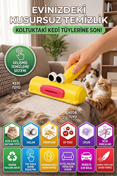 Dream Plus Hazneli Kazak Kıyafet Elbise Halı Yatak Tüy Temizleyici Kıl Toz To...