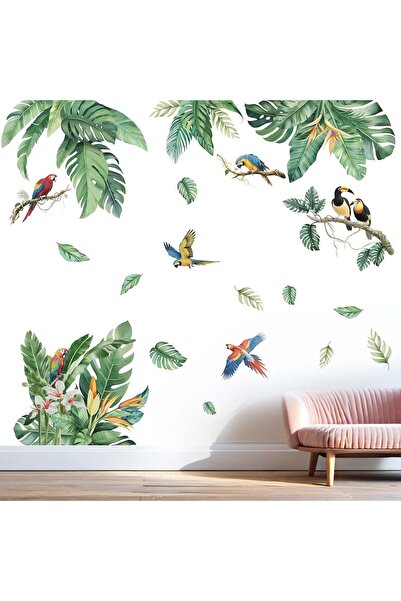 Amimagen Tropical Leaves Wall Stickers for Women: Peel and Stick Green Plant ...