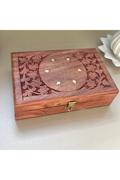 QUESERA Exquisitely Hand Brass-Filled Wooden Jewelry Box| Handmade Decorative...