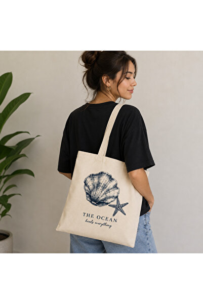 Dupe Design Geantă de pânză unisex cu imprimeu Ocean