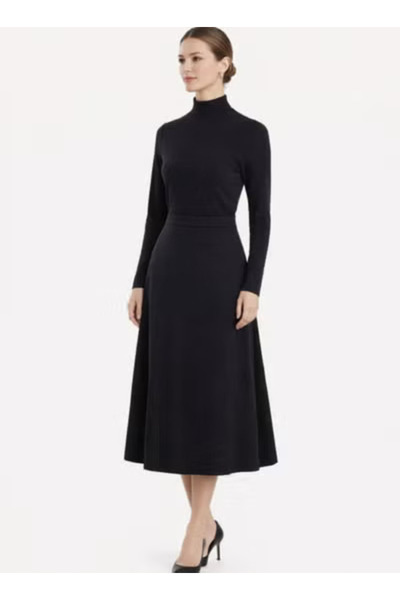 2TRENDY Women's Black A-Line Midi Skirt