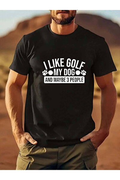 4Car تي شيرت رجالي I LIKE GOLF بأكمام قصيرة قابل للتنفس، تي شيرت مطبوع عليه ح...