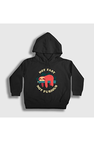 Presmono Unisex Kids Black Not Fast Not Furious Lazy Animal Hooded Sweatshirt...