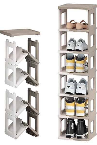 EXCEFORE Free Standing Shoe Racks, 7 Tier Shoe Rack for Closet Floor, Foldabl...