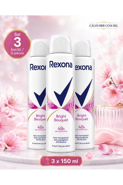 Rexona Set 3 x Bright Bouquet Spray antiperspirant pentru femei, 150 ml