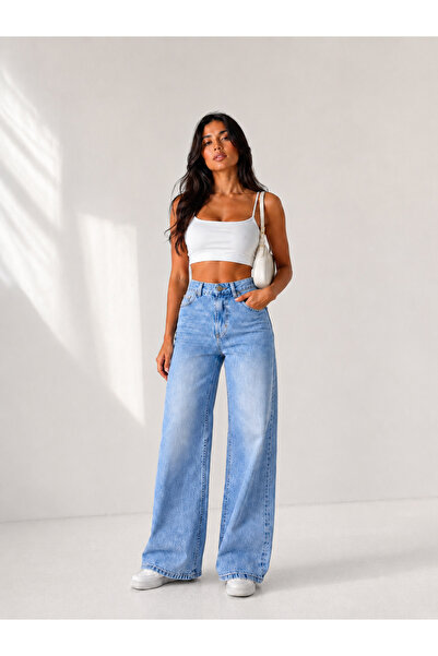 SHEVEGA Γυναικείο Ice Blue Loose Straight Jeans Φαρδύ τζιν παντελόνι