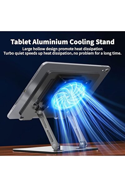 Lukione Aluminum Laptop Cooling Stand with Fan,Adjustable Height Pad for 10-1...