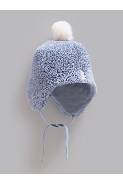 Caramell Winter Baby Hat with Pompom and Earflaps, Welsoft Lace-Up Hat