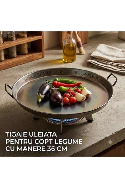 OEM Tigaie unsă cu ulei pentru coacerea legumelor, cu mânere, 36 cm