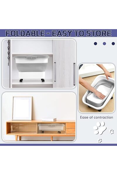 KASTWAVE Collapsible Airtight Cat Litter Storage Container with Wheels, Porta...