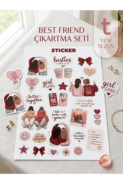 Genel Markalar Best Friend Sticker Seti – Arkadaşlık Temalı Dekoratif Çıkartm...