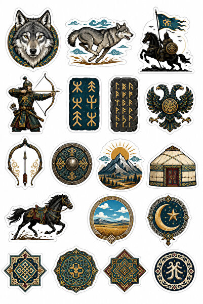 MASAL PARTİ EKİPMANLARI Göktürk Mirası Premium Sticker Seti – Laptop, Tablet ...
