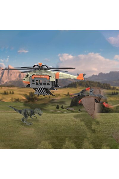 OEM Elicopter de salvare cu dinozaur, cu sunet și lumină - 2 figurine de anim...