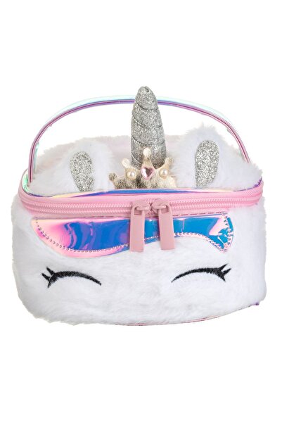 OEM Trusă cosmetică 3D Unicorn din blană artificială cu mâner roz holografic ...