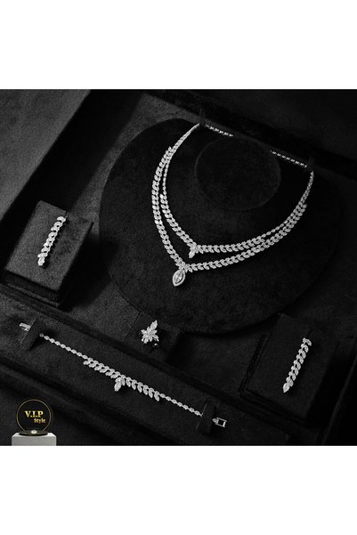 jewelrystore طقم اكسسوارات زركون لامع مع التغليف