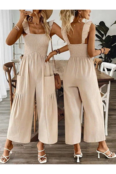 Beruflic Women's Strappy Gipe Detailed Pocketed Long Jumpsuit