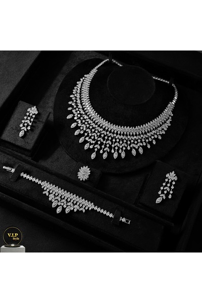 jewelrystore طقم اكسسوارات زركون لامع مع التغليف