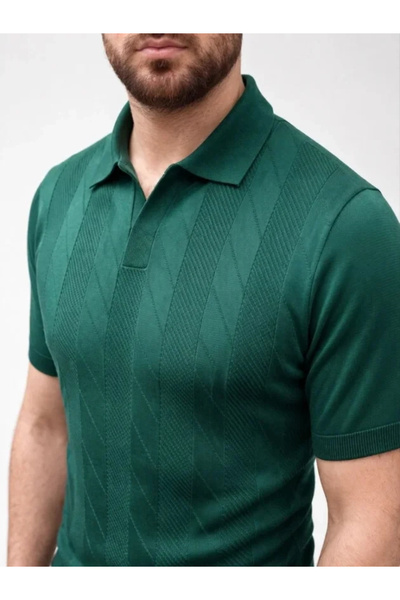Beruflic Men's Summer Knitwear Woven T-Shirt Short Sleeve Polo Collar Tshirt
