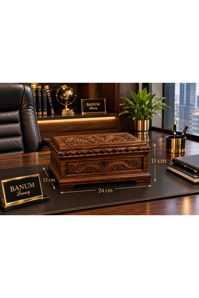 Banum Luxury Special Göknur Ağacı Stylish Design Multi-Purpose Medium Size Jewelry Box with Key