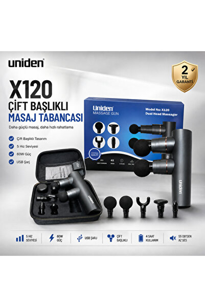 Genel Markalar Çift Başlıklı Masaj Tabancası | 5 Hız Seviyesi | 60W Güç | USB...