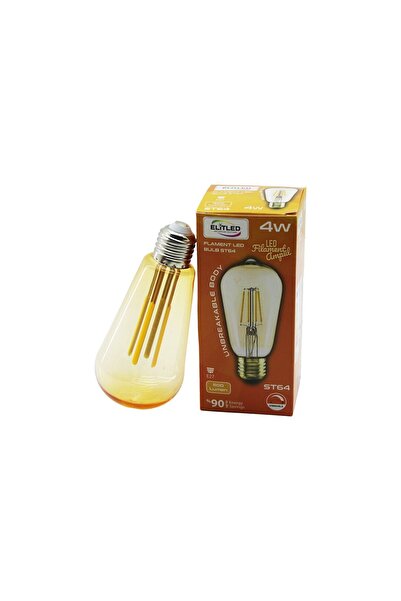 Elitled ST-64 4W - E27 Gold Color Flament Led Rustik Ampul 500LUMEN Kırılmaz Gövde