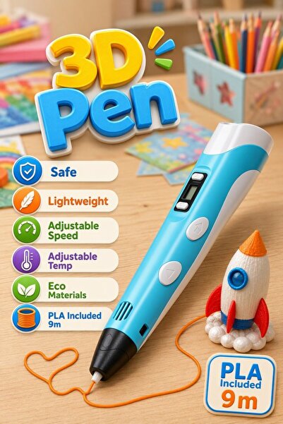 Generic 1 Pc Ceramic Nozzle 3D Printing Pen LCD Display Adjustable Temperatur...