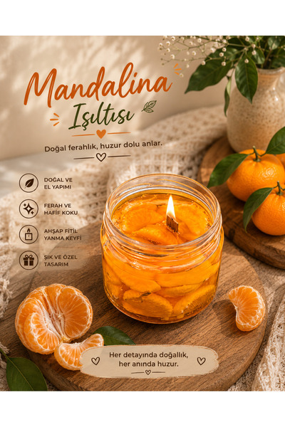 Saklı Kat Atölyesi Mandalina Reçeli Görünümlü El Yapımı Doğal Soya Wax & Jel ...