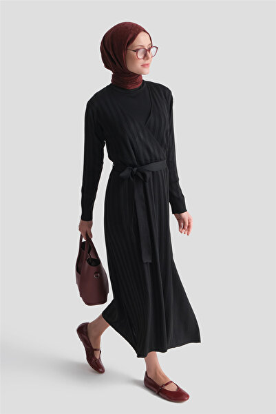 Armine Wrap Knitwear Dress Black