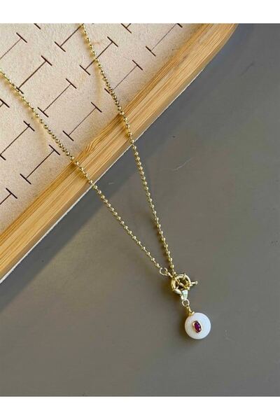 Generic Brand Dorika chain necklace with stone - 60 cm - white