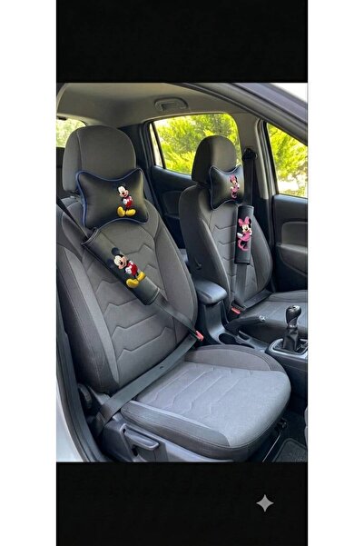 CAR Mickey & Minnie Mouse 4'lü Oto Seti - 2 Adet Boyun Yastığı + 2 Adet Kemer...
