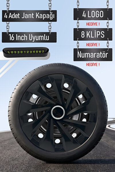 Routicar Toyota Jant Kapağı Seti 4 Adet 16" inç Piano Black ( Corolla Yaris A...