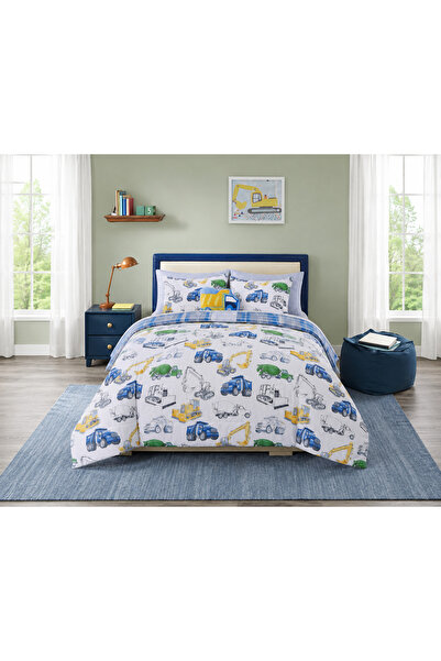 Alhabib bedding مفرش أطفال فيكل صيفي مفرد ونص أبيض وأزرق متعدد الرسومات عدد ا...