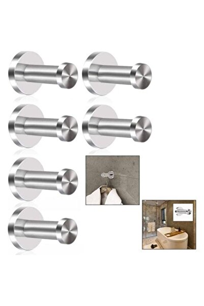 STARSTAR 6-Piece Wall-Mounted Coat Hook Set – Brushed Stainless Steel – 5kg C...