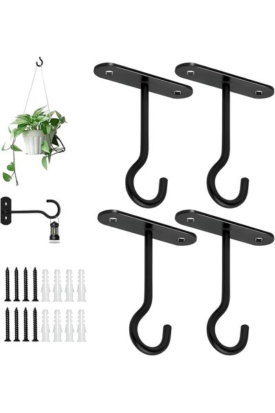 STARSTAR 4x Black Wrought Iron Wall Brackets Flower Pot Hanging Plants Lanter...