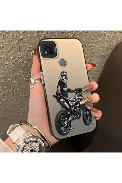 CHICASELUX Redmi 9C/10A Uyumlu Kasklı motosikletçi çizimi basılı erkek tarzı ...