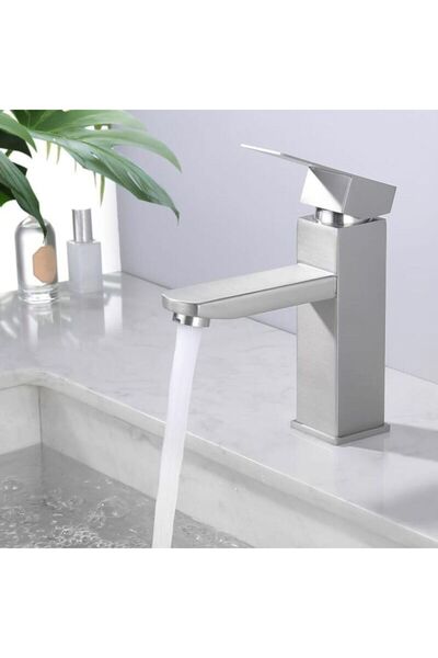 STARSTAR Brushed gray bathroom faucet, adjustable hot and cold water basin fa...