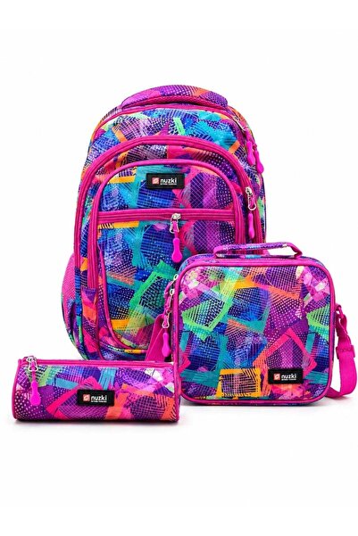 nuzki 3-in-1 School Bag Set with Backpack, Insulated Lunch Bag & Pencil Case ...
