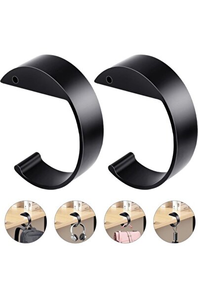 STARSTAR 2-Pack Black Metal Desktop Portable Bag Headphone Stand Hanging Hooks