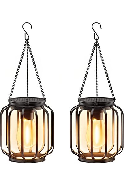STARSTAR 2-Pack Outdoor Decorative Warm White LED Solar Hanging Lanterns