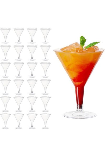 Morvena Picks 50 de pahare de martini din plastic transparent, perfecte pentr...